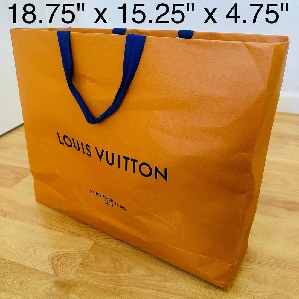 LV Louis Vuitton Paper Shopping Bag - orange large, 18.75
